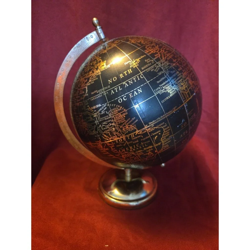 Better Homes & Gardens Black Gold Desk Globe World Map Decorative Accent